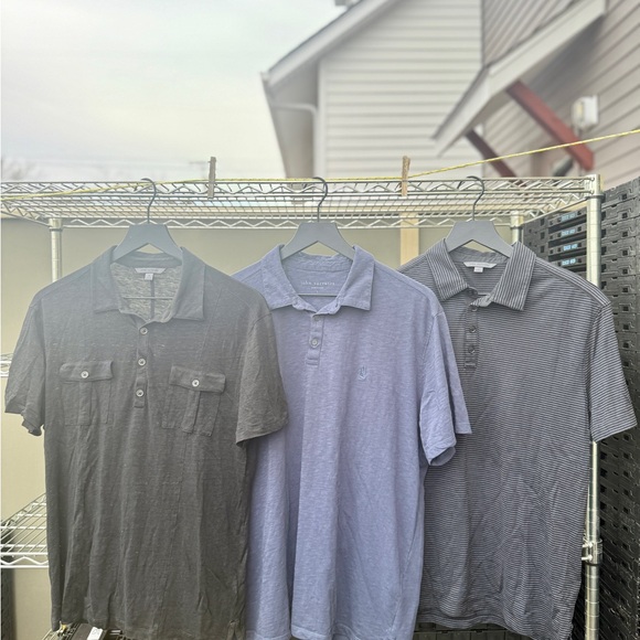 John Varvatos Polo Shirt Trio - Black Light Blue Gray